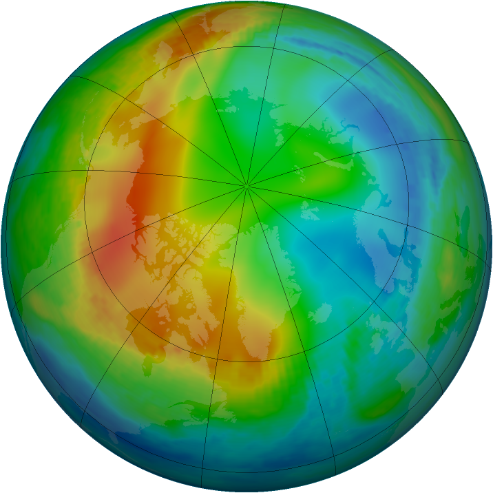 Arctic ozone map for 16 December 1990